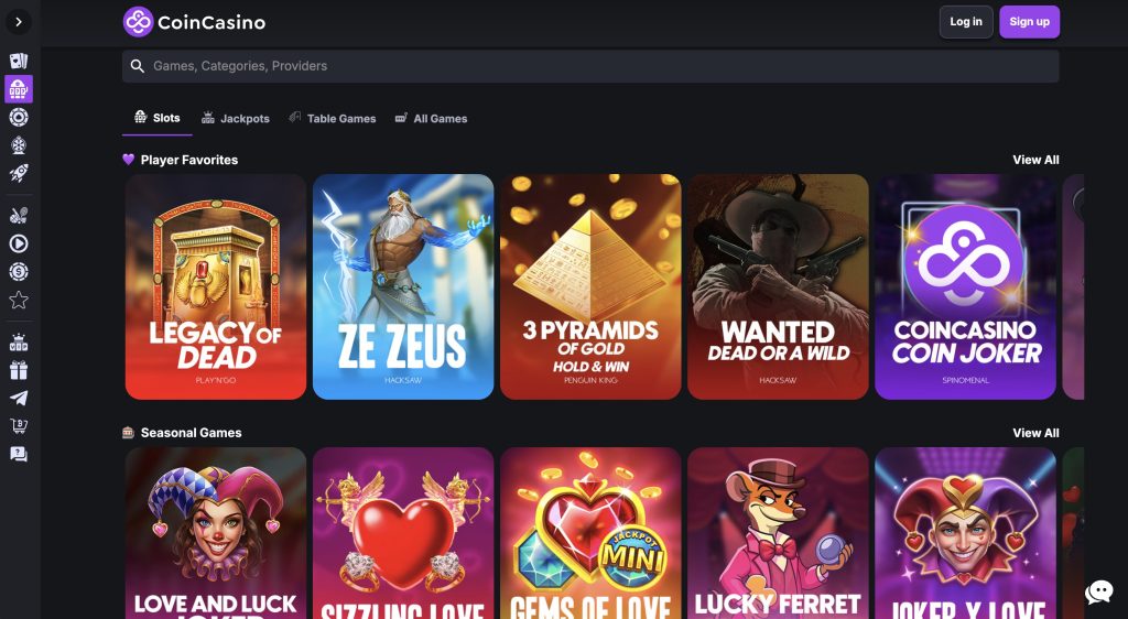 CoinCasino No KYC BTC Casino