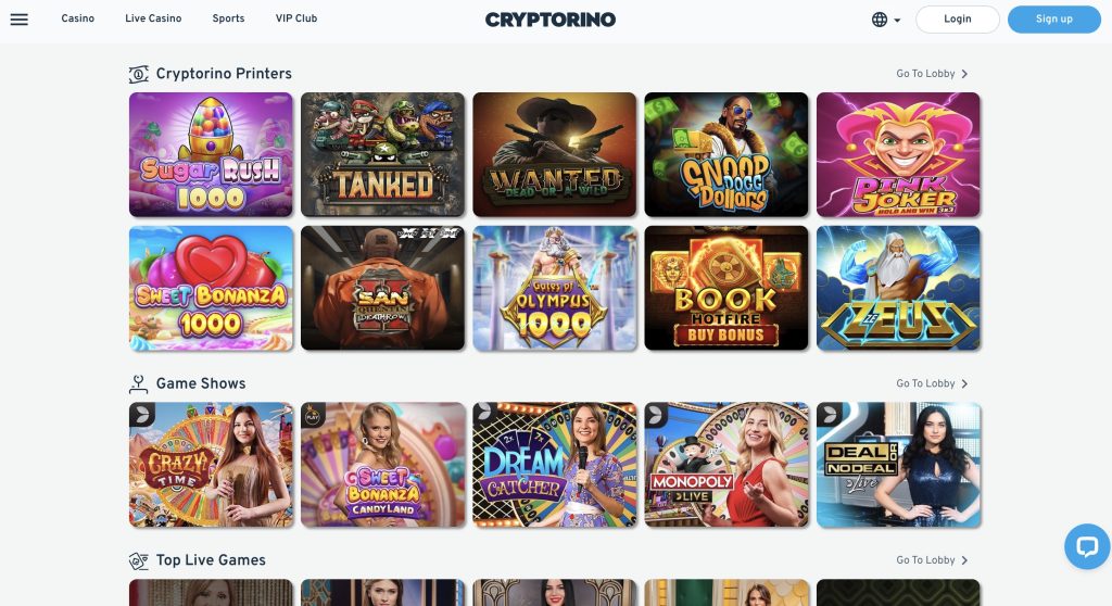 Cryptorino No KYC BTC Casino